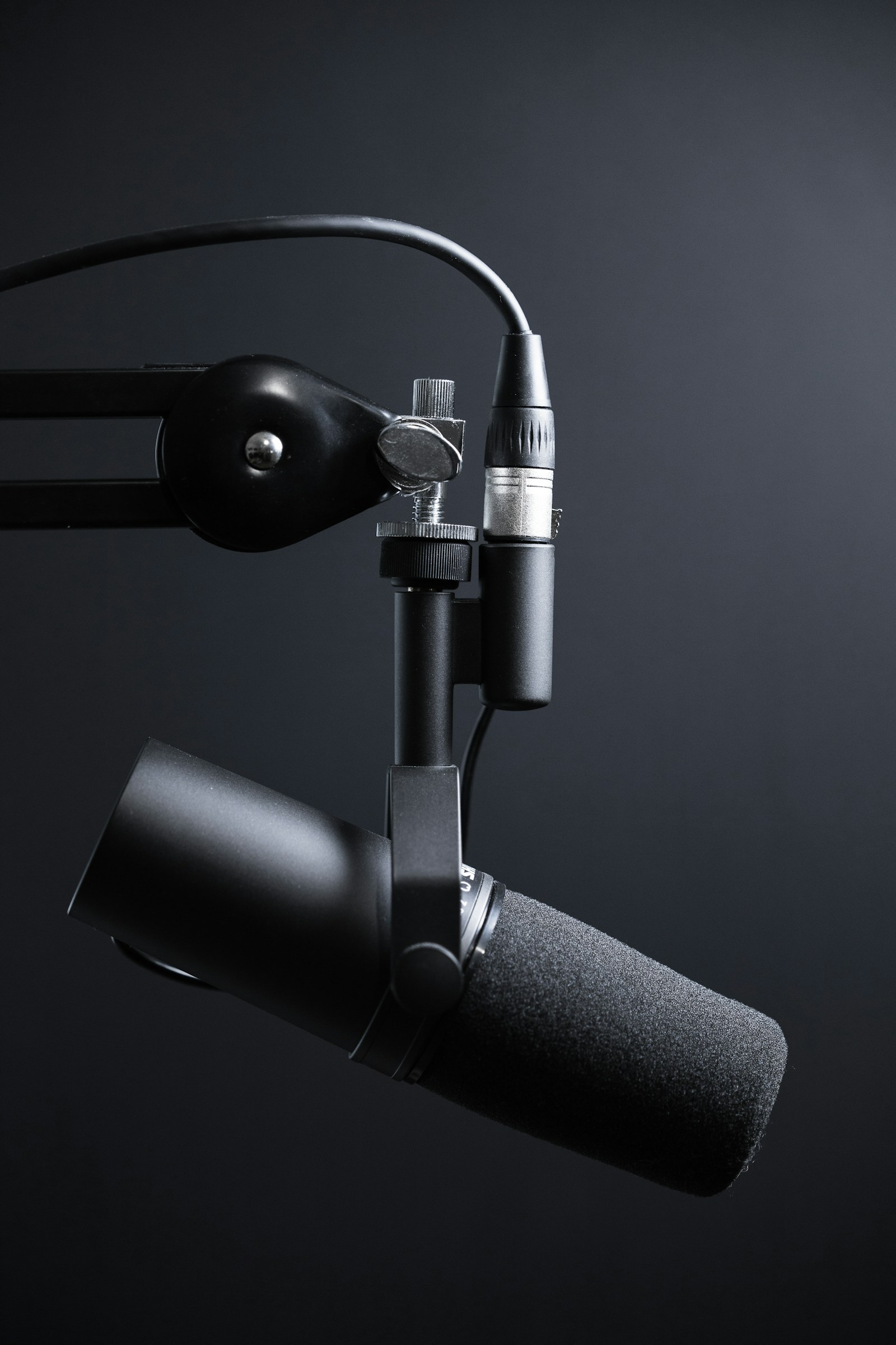 Professional podcast microphone setup for AI voice recording and generation